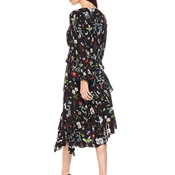 Joie Analena Floral 3/4 Sleeve Pleat Asymmetrical Dress New With Tag Size Medium - Picture 3 of 8